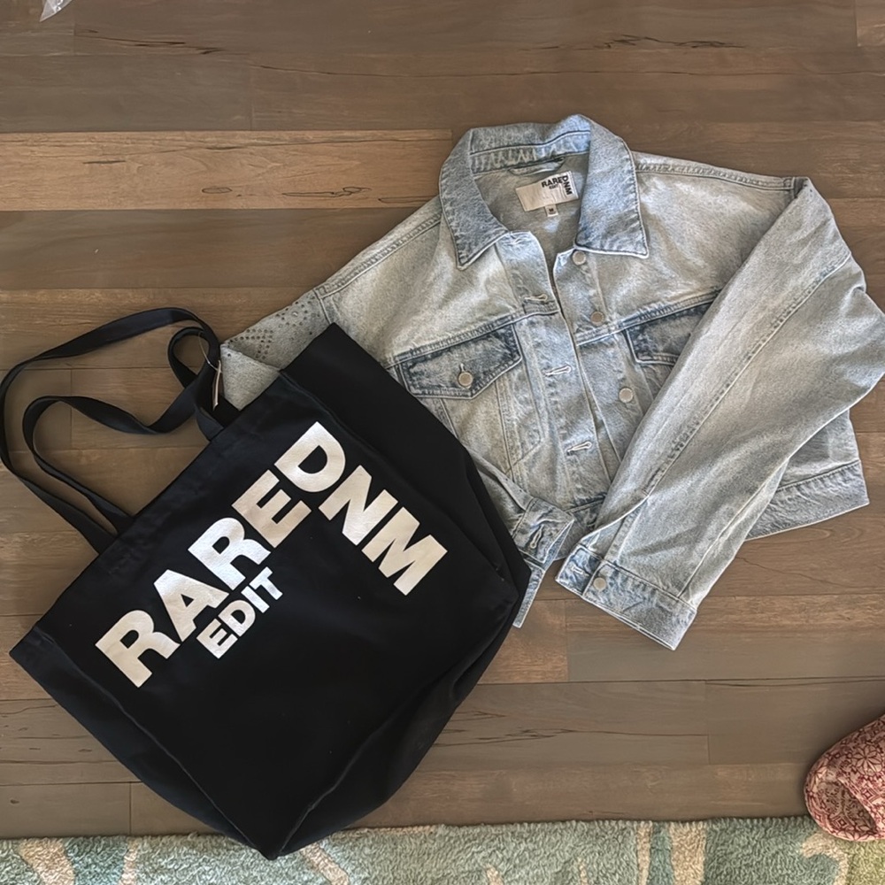 RARE BEAUTY DENIM Jacket & Tote Bag